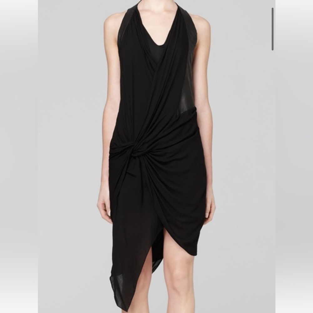 Helmut Lang Leather Asymmetrical Dress Blk SZ S
